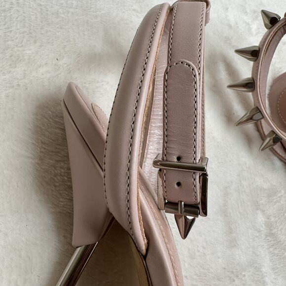 Alexander McQueen Punk Stud Leather High Heel Sandals Blush Pink Silver 36.5 - Picture 10 of 12